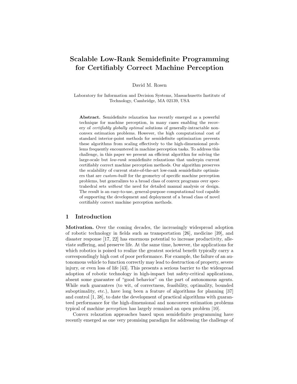 Scalable Low-Rank Semidefinite Programming for Certifiably Correct