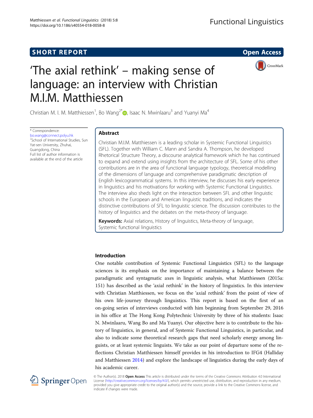 'The Axial Rethink' – Making Sense of Language: an Interview With