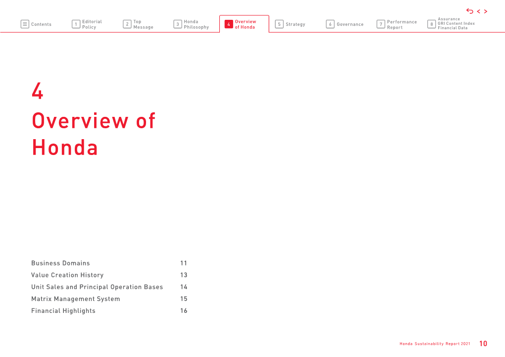 Honda Sustainability Report 2021 10 102-2