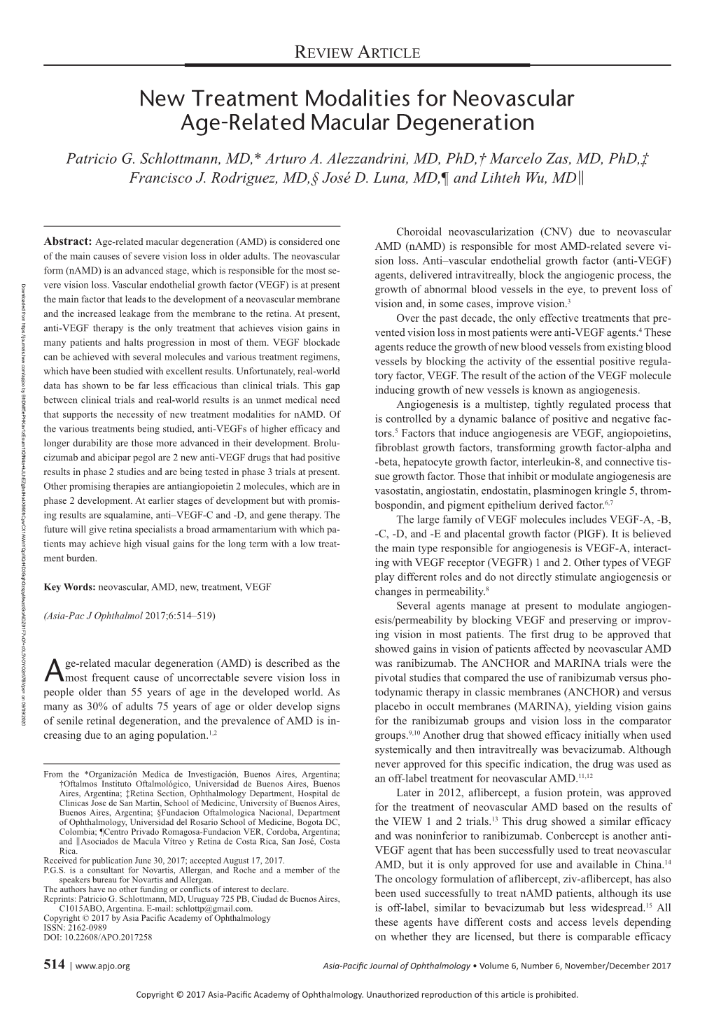 New Treatment Modalities for Neovascular Age-Related Macular