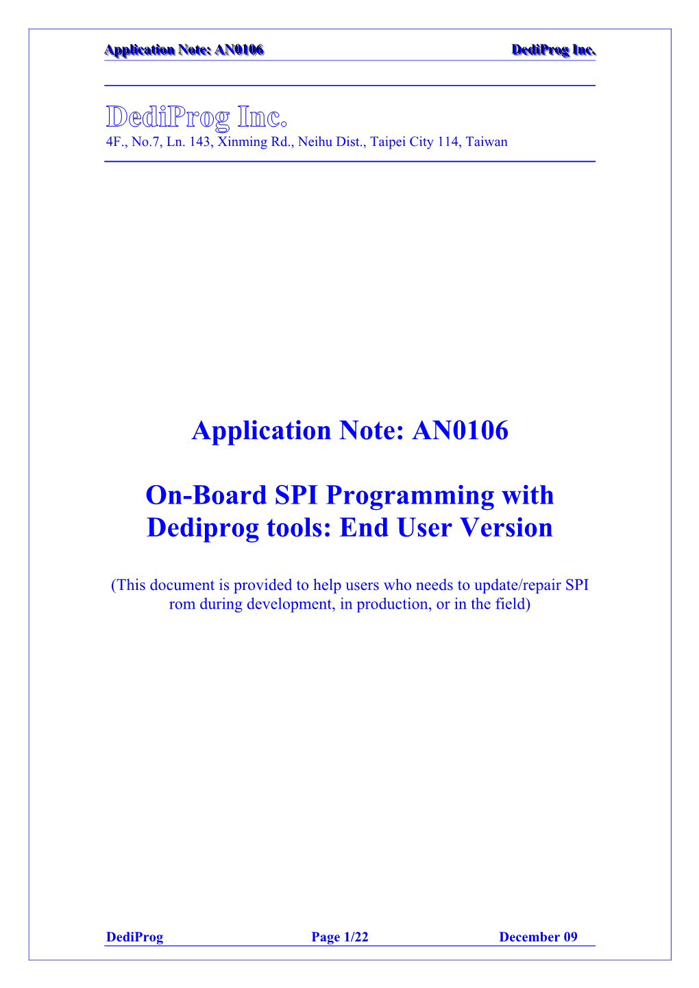 AN0106 On-Board SPI Programming with Dediprog Tools: End User Version