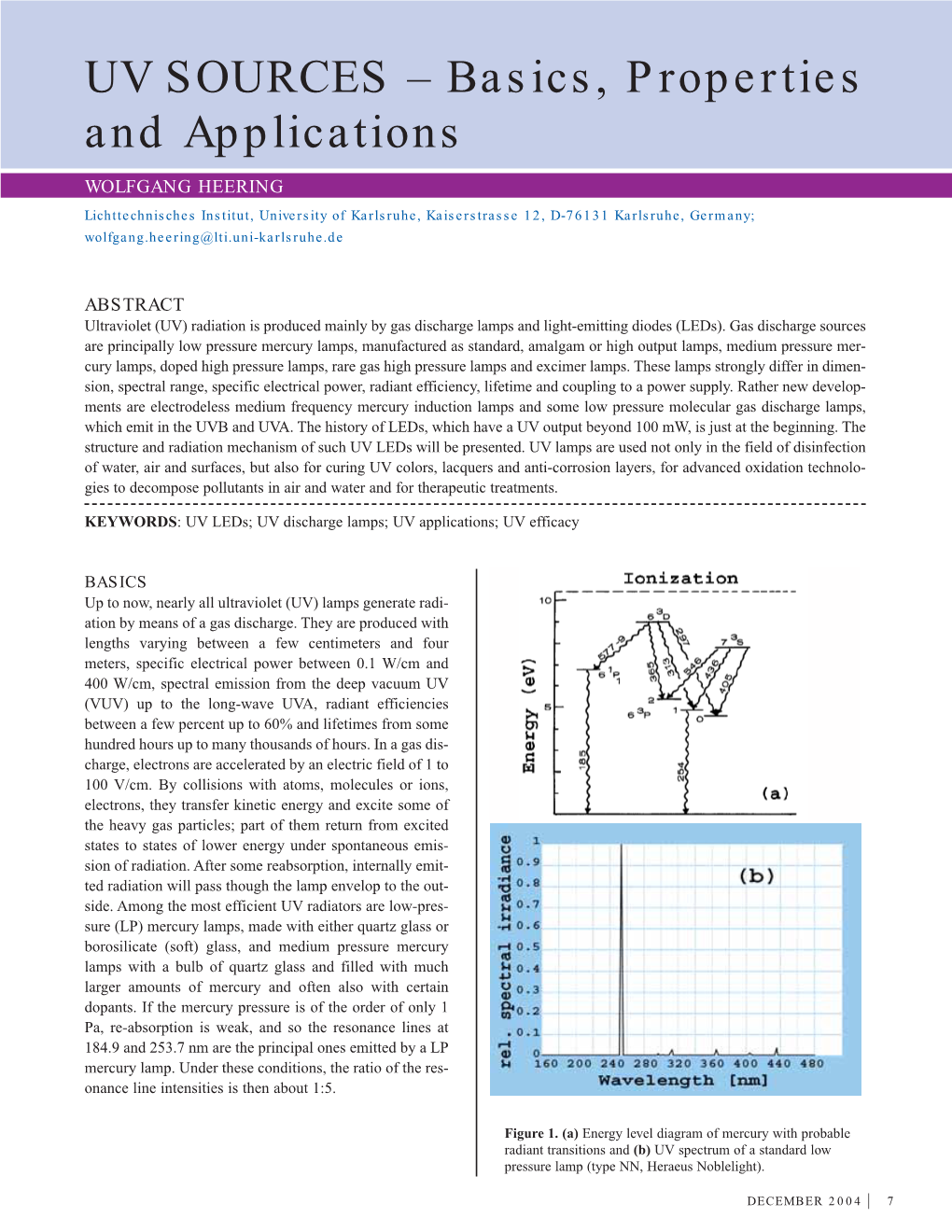 UV SOURCES – Basics, Properties and Applications