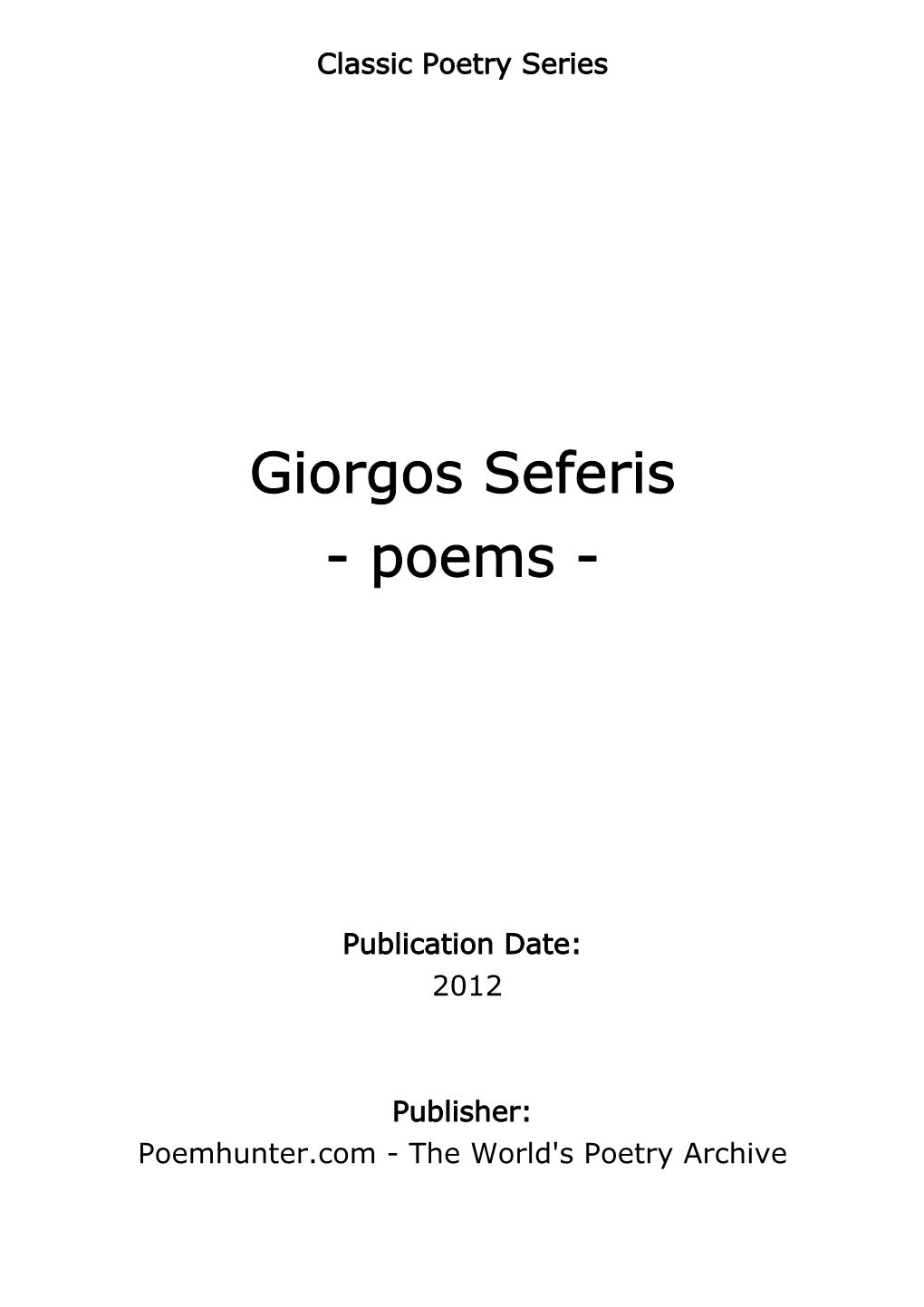 Giorgos Seferis - Poems