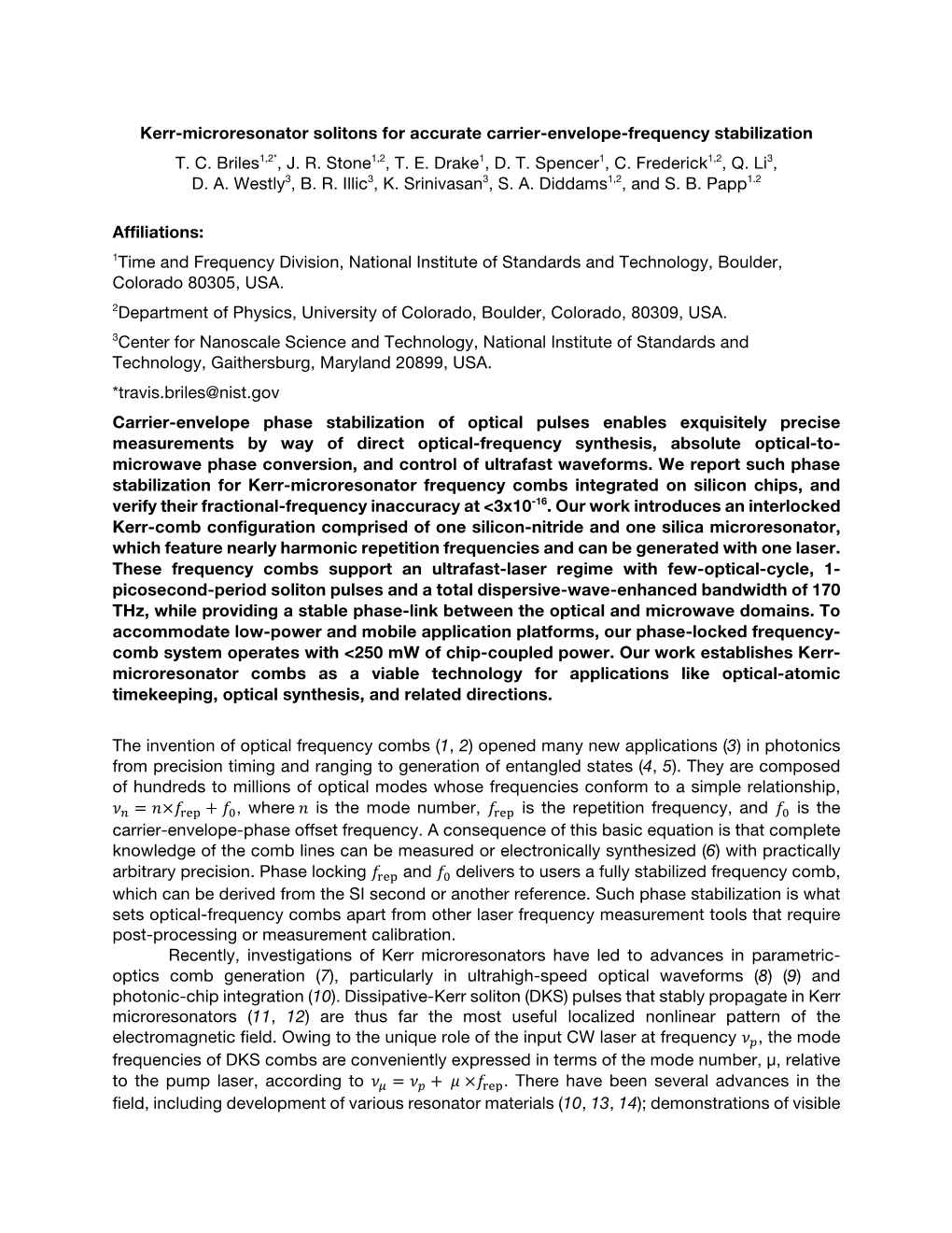 Kerr-Microresonator Solitons for Accurate Carrier-Envelope-Frequency Stabilization T