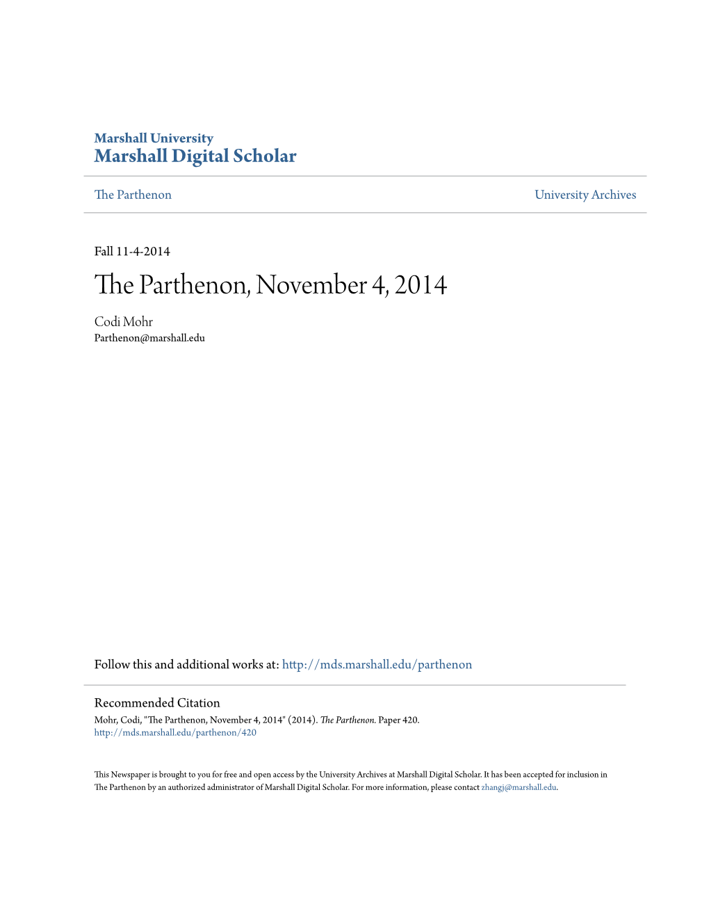 The Parthenon, November 4, 2014