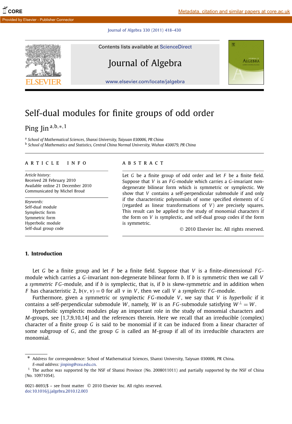 Self-Dual Modules for Finite Groups of Odd Order