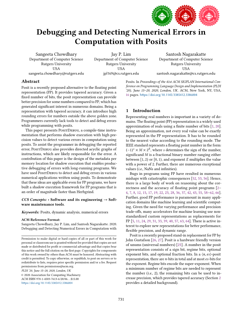 Debugging and Detecting Numerical Errors in Computation with Posits