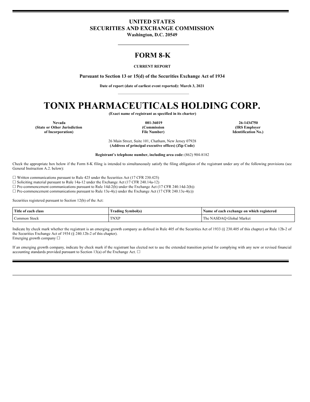 Tonix Pharmaceuticals Holding Corp. (TNXP)