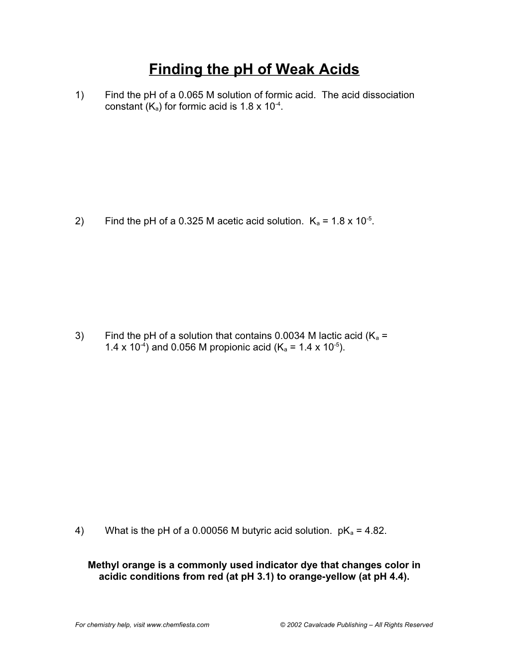 Finding the Ph of Weak Acids