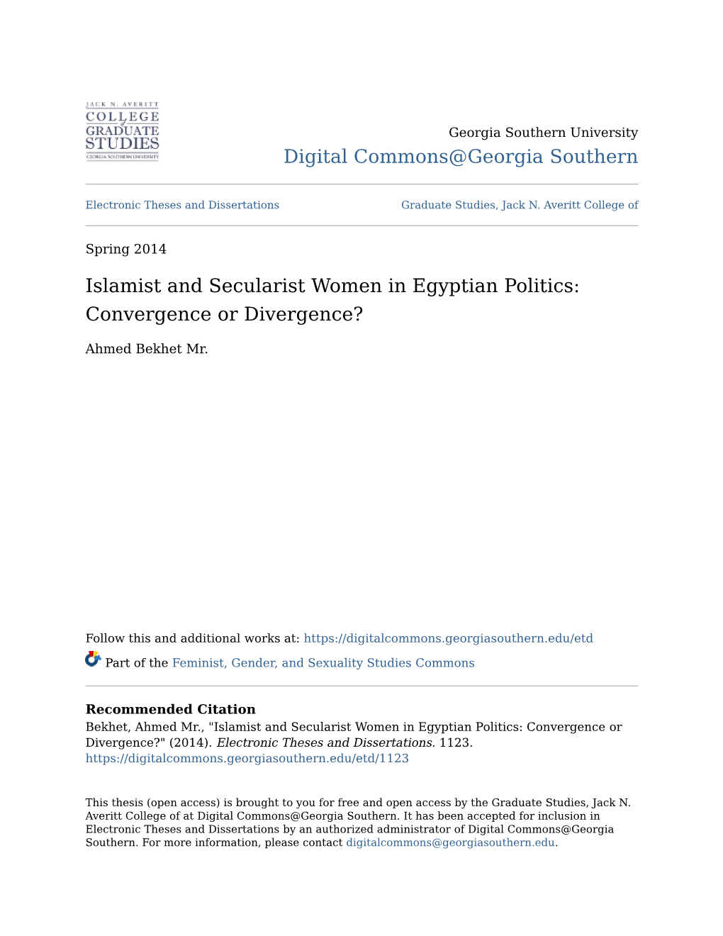 Islamist and Secularist Women in Egyptian Politics: Convergence Or Divergence?