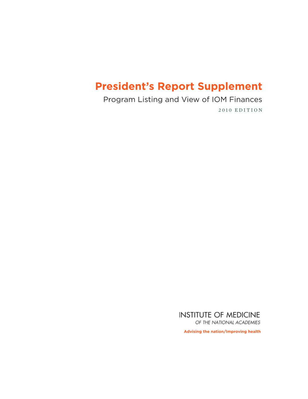 President's Report Supplement