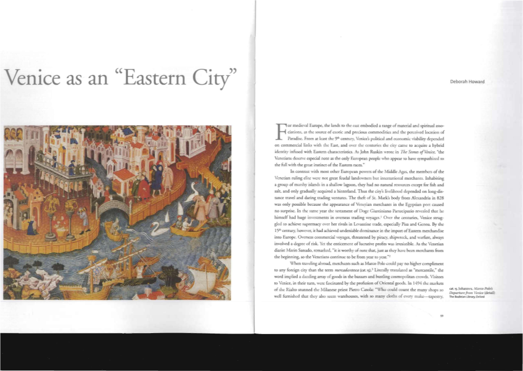 Venice As an "Eastern City" Deborah Howard