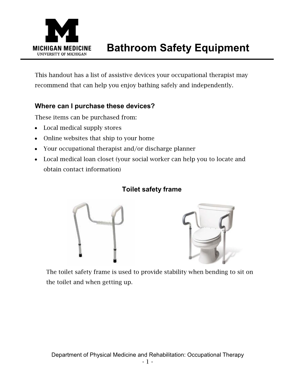 Bathroom Safety Equipment