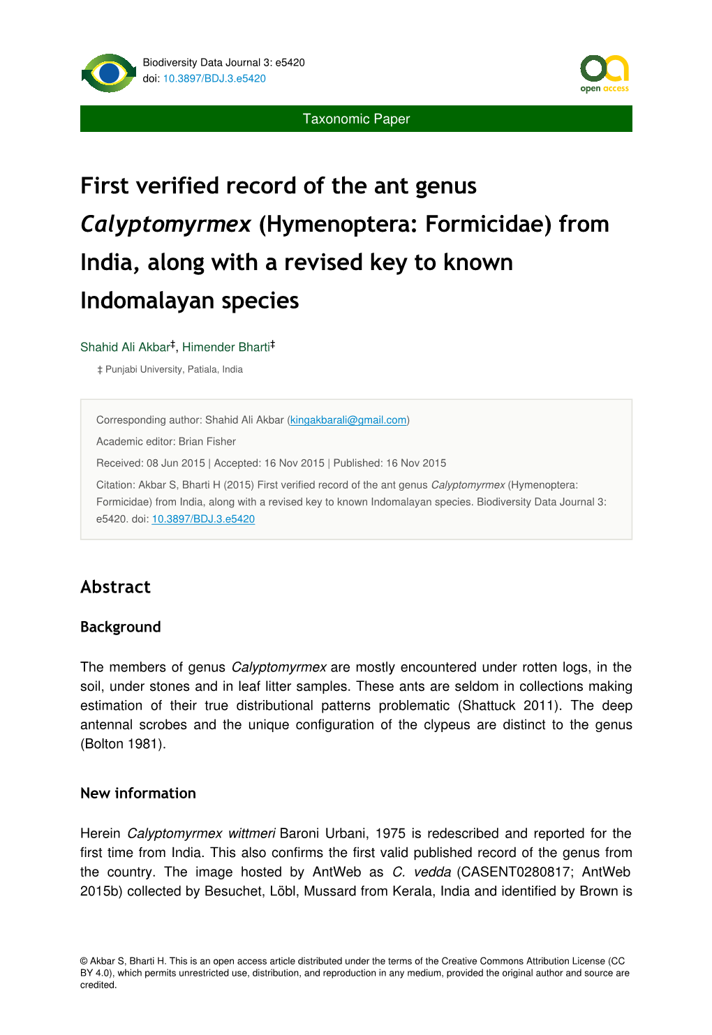 Hymenoptera: Formicidae) from India, Along with a Revised Key to Known Indomalayan Species