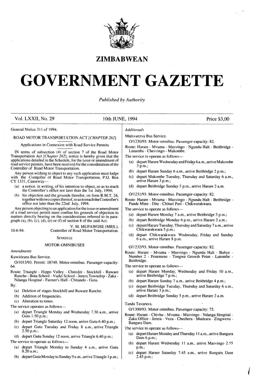 Government Gazette