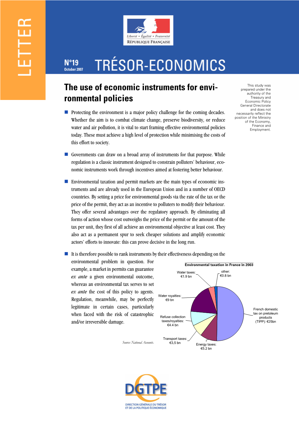 The Use of Economic Instruments For