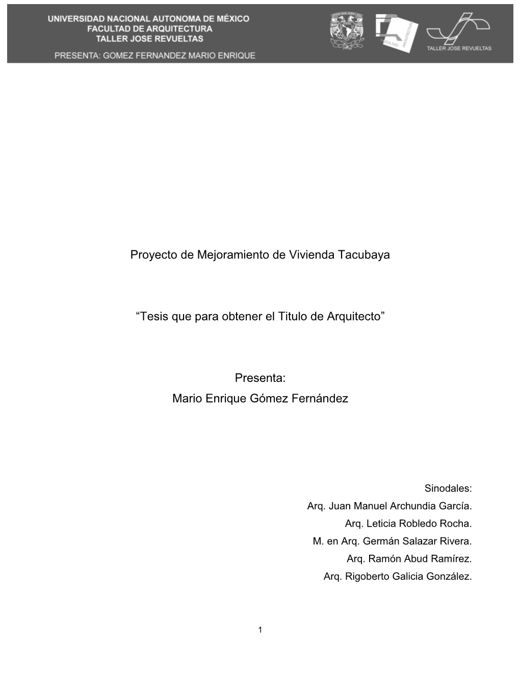 Proyecto Mejoramiento Vivienda Tacubaya