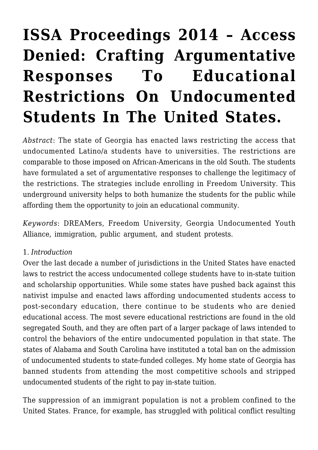 Crafting Argumentative Responses to Educational Restrictions on Undocumented Students in the United States