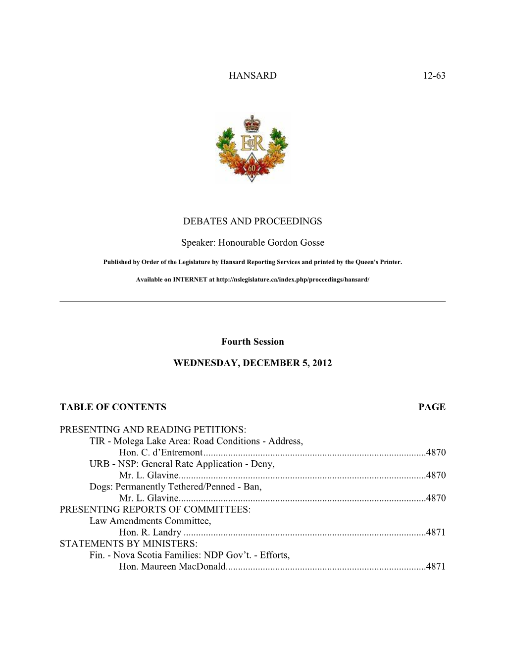 Legislative Proceedings