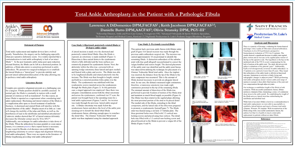 Total Ankle Arthroplasty in the Patient with a Pathologic Fibula