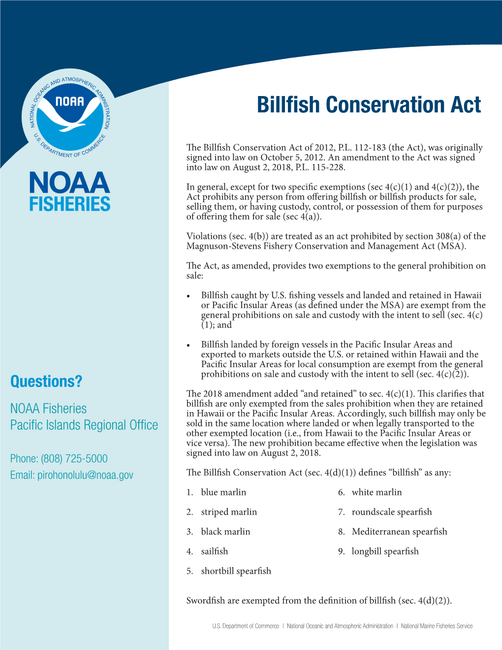 Billfish Conservation Act