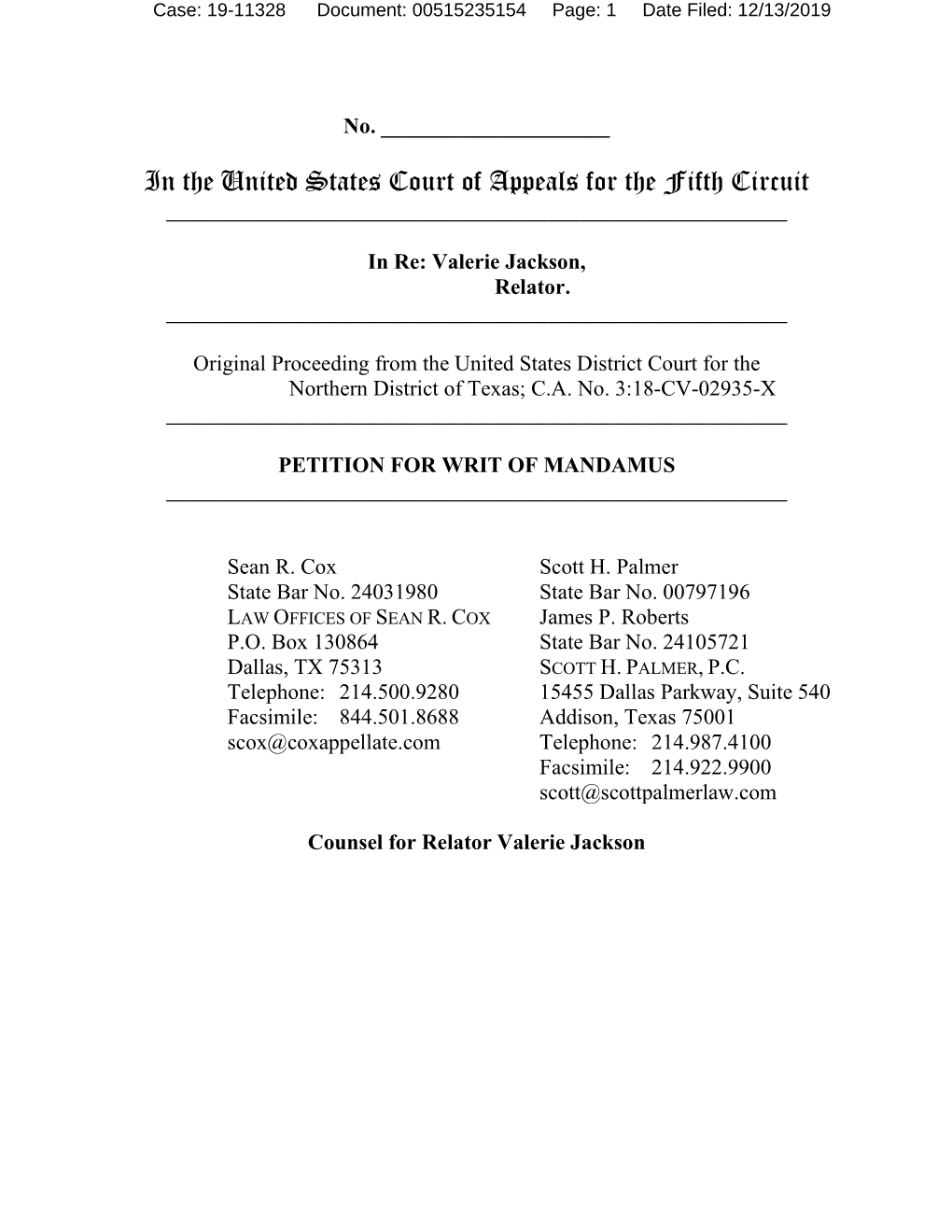 Mandamus Petition Is Whether Judge Starr Abused His Discretion by Failing to Recuse Himself Under 28 U.S.C