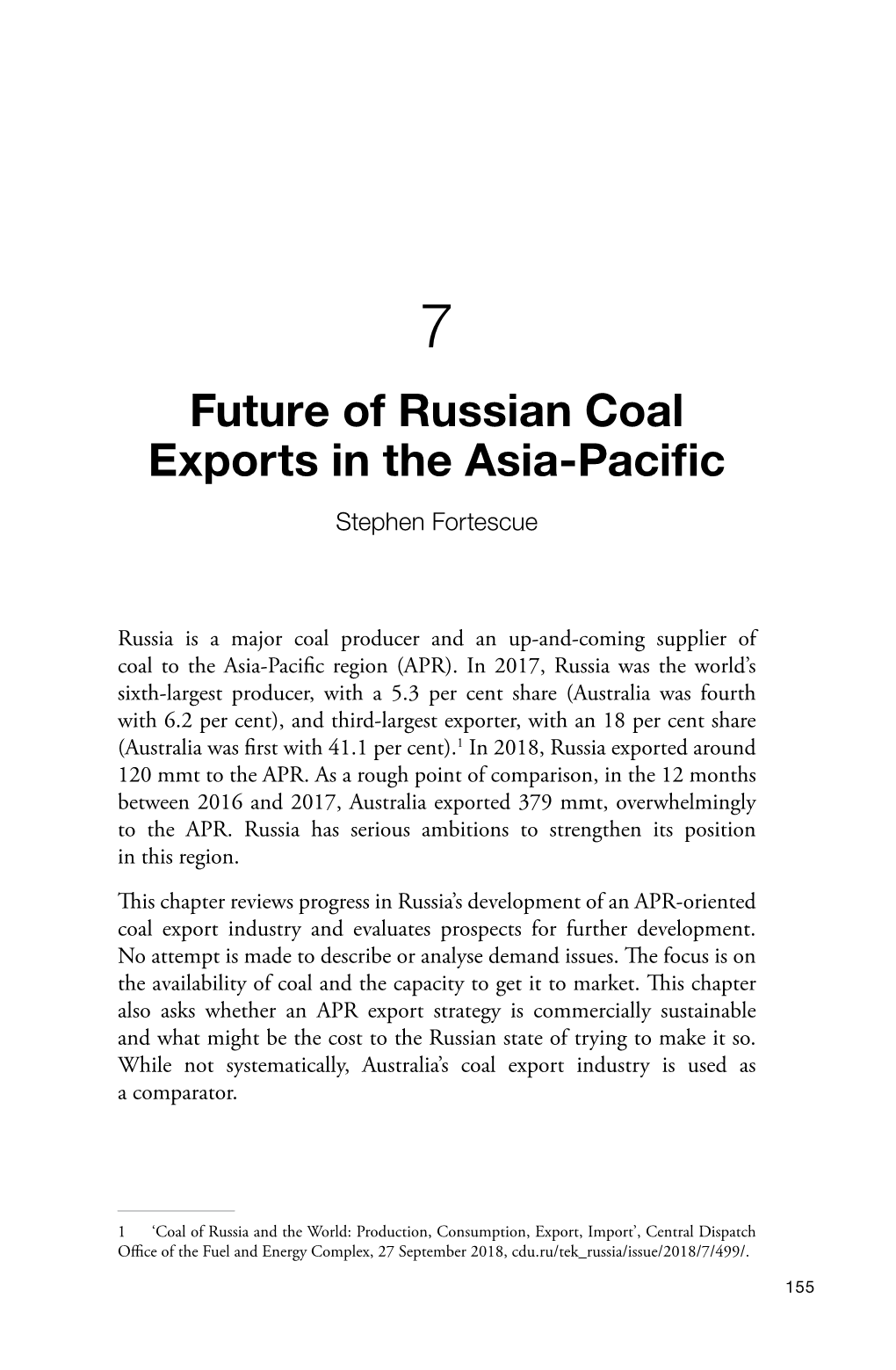 7. Future of Russian Coal Exports in the Asia-Pacific