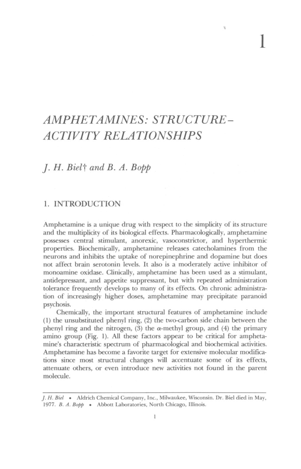 Amphetamines: Structure- Activity Relationships