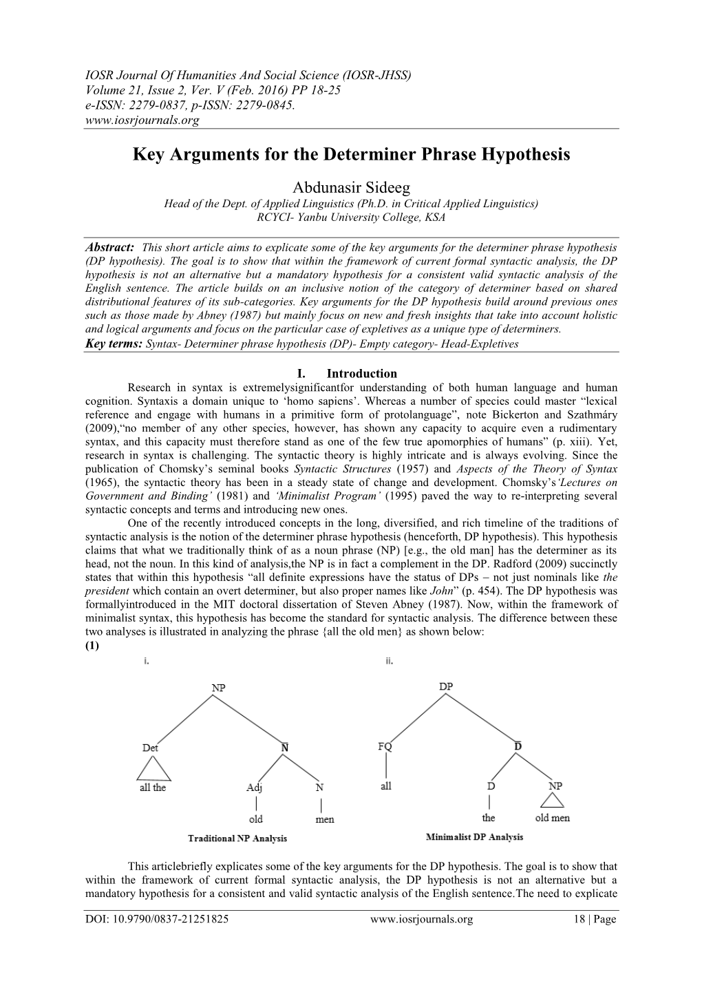 Key Arguments for the Determiner Phrase Hypothesis