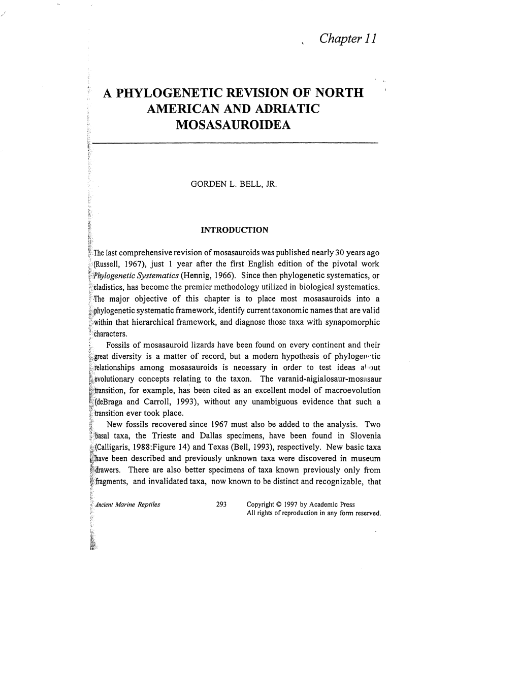 Chapter 11 a PHYLOGENETIC REVISION of NORTH AMERICAN