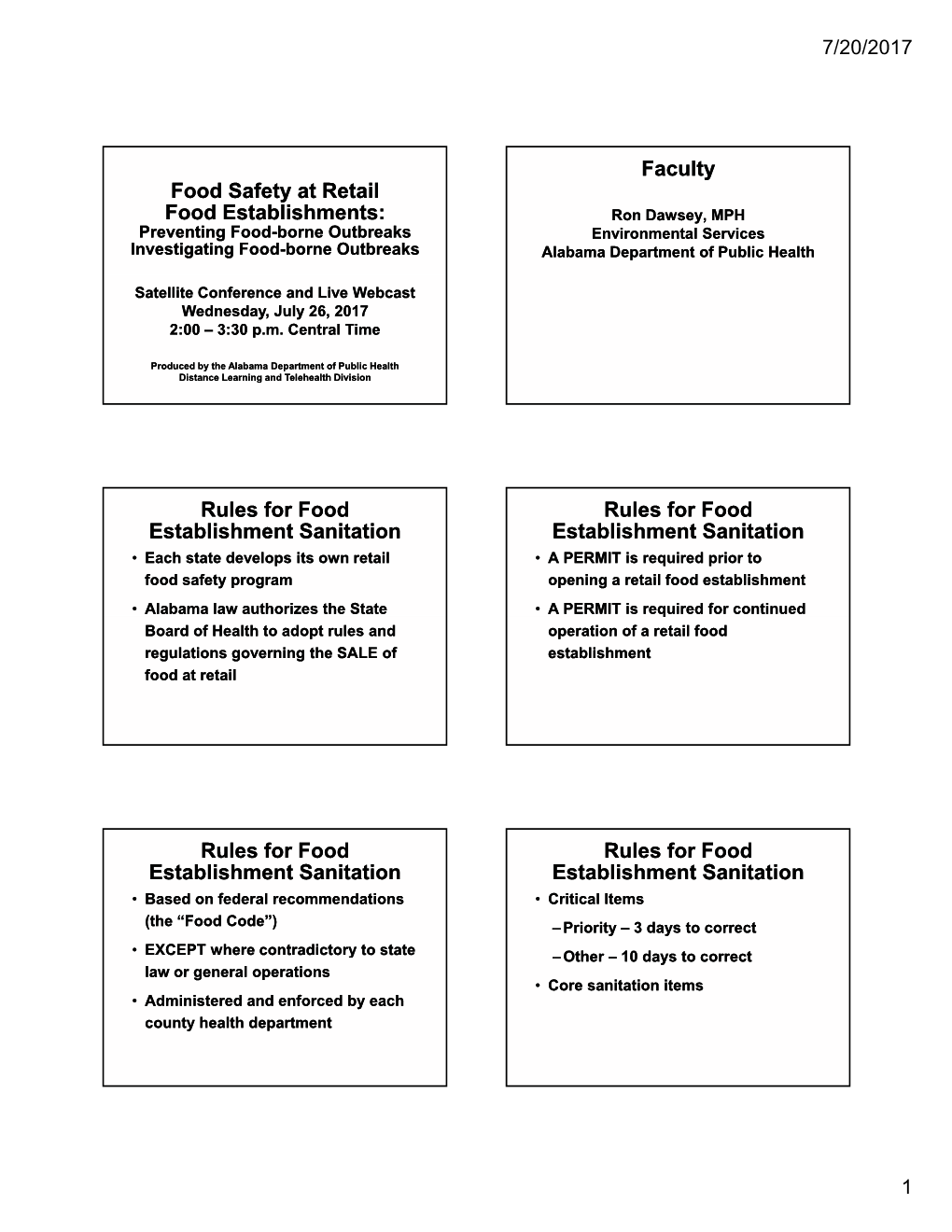 Food Safety at Retail Food Establishments