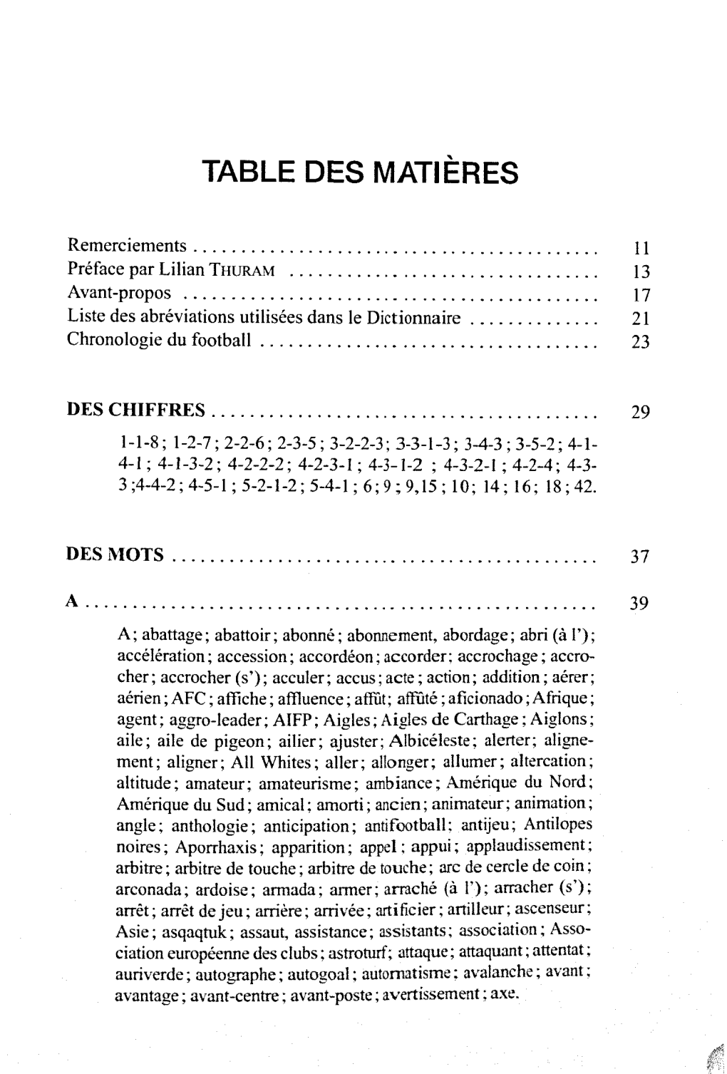 Table Des Matières