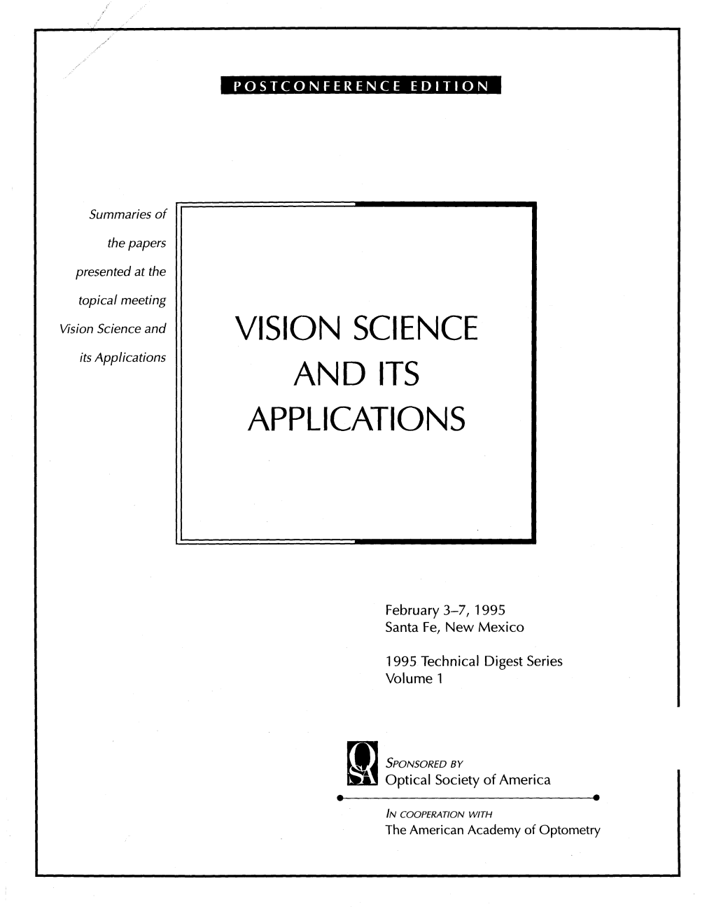 Vision Science and Its Applications
