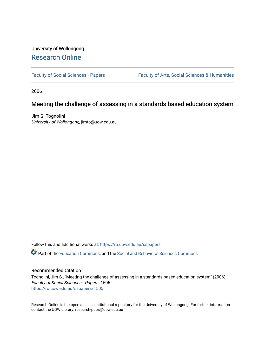 Meeting the Challenge of Assessing in a Standards Based Education System