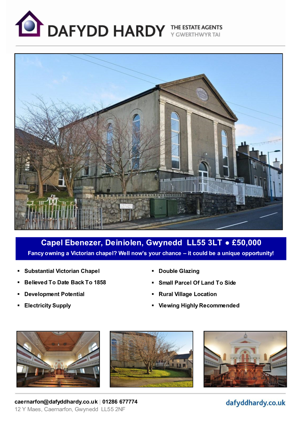Capel Ebenezer, Deiniolen, Gwynedd LL55 3LT £50,000