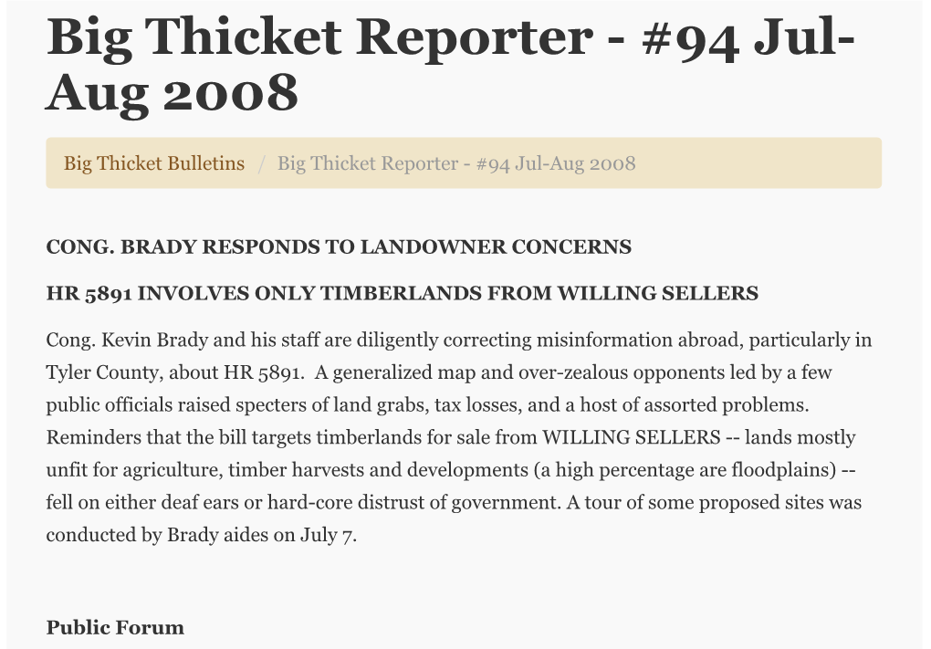 Big Thicket Reporter, Issue 94