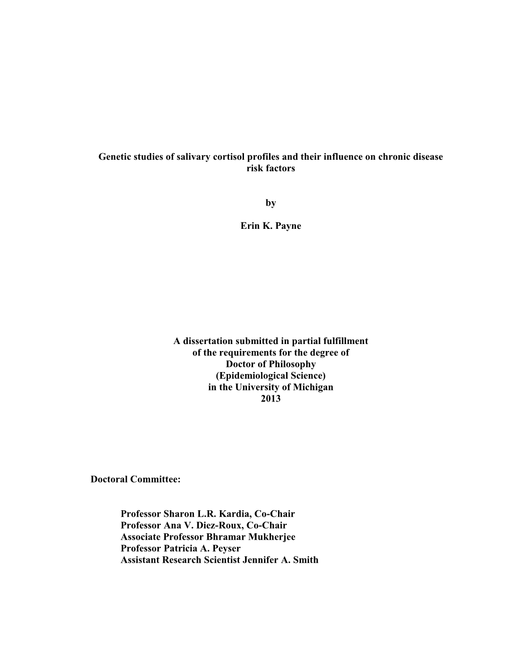 Genetic Studies of Salivary Cortisol Profiles and Their Influence on Chronic Disease Risk Factors