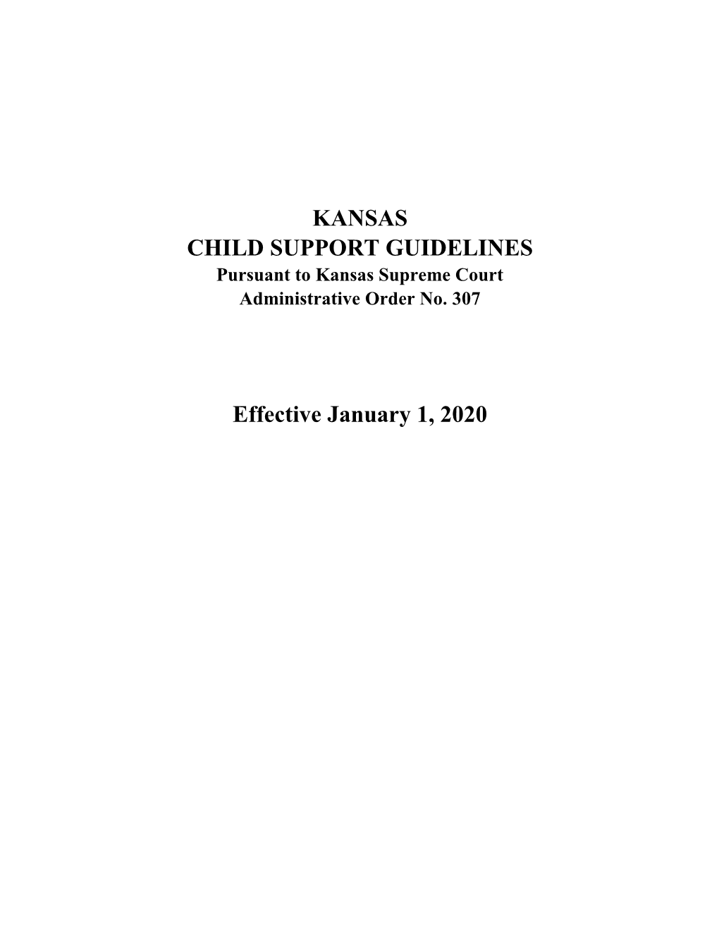 Kansas Child Support Guidelines Effective January 1, 2020