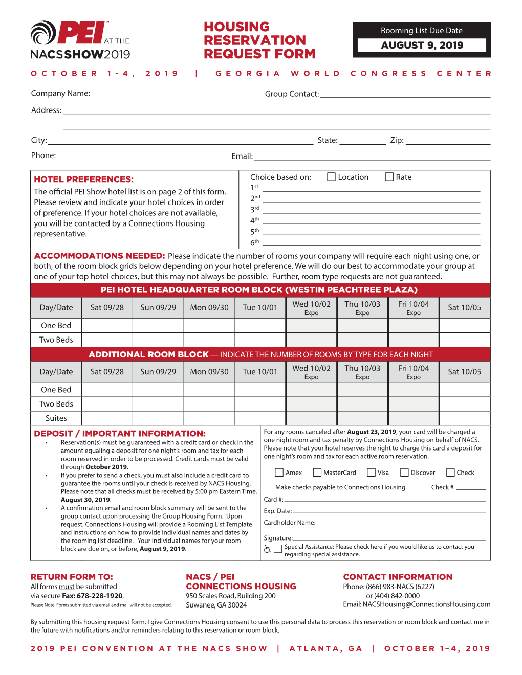 Housing Reservation Request Form