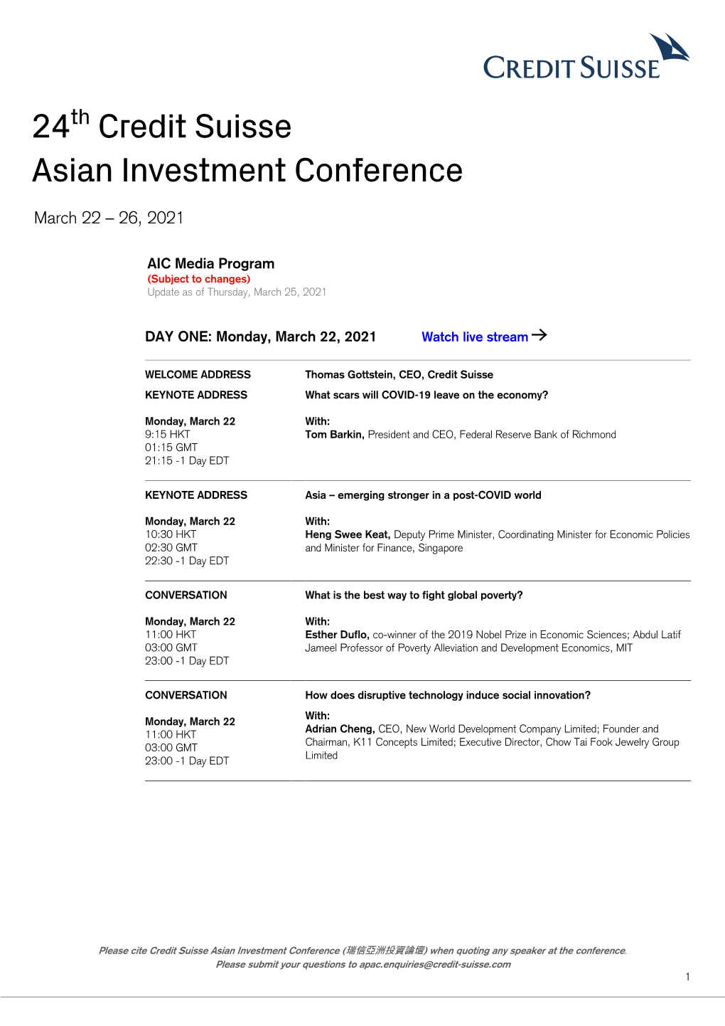 24 Credit Suisse Asian Investment Conference