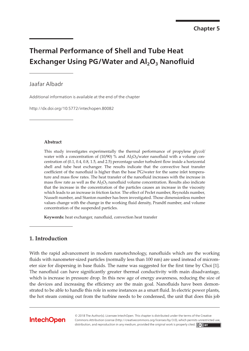 Thermal Performance of Shell and Tube Heat Exchanger Using PG