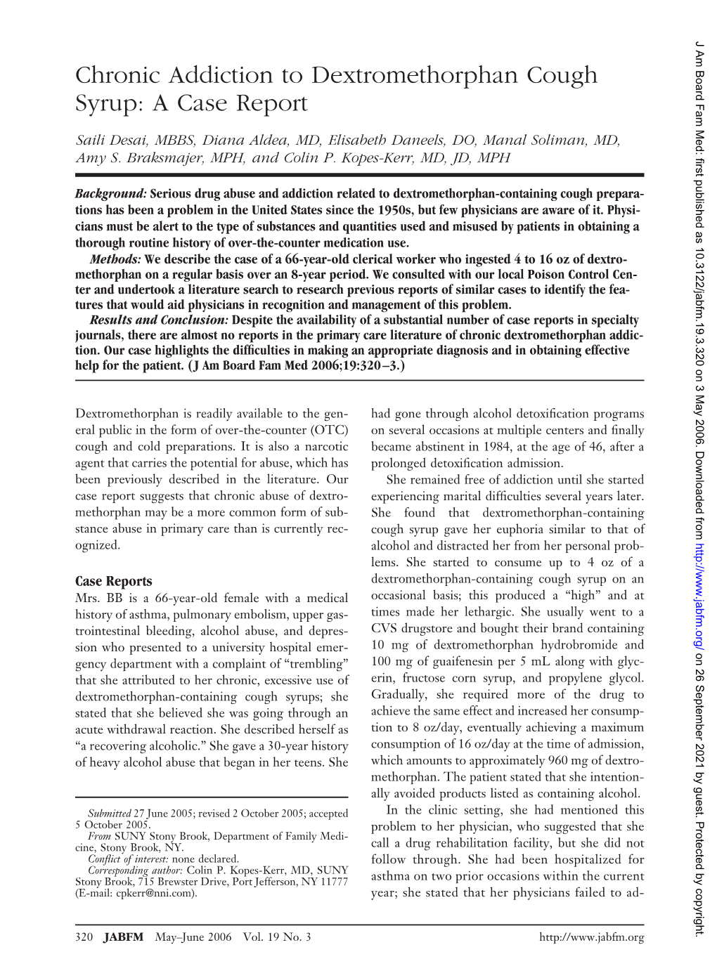 Chronic Addiction to Dextromethorphan Cough Syrup: a Case Report