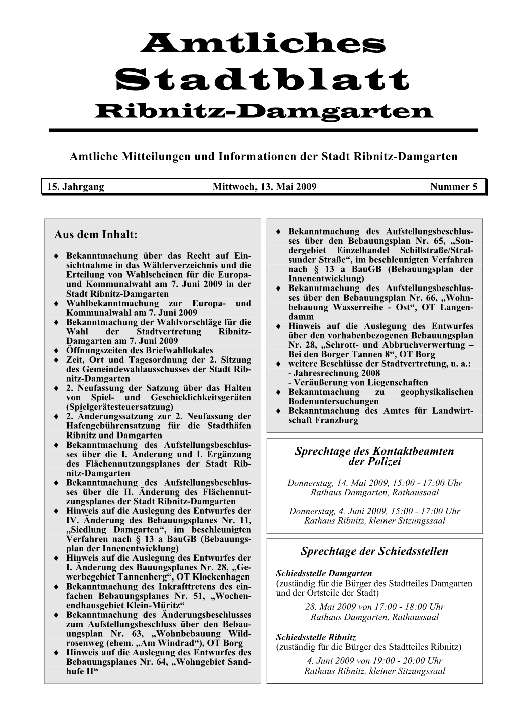 Stadtblatt Ribnitz-Damgarten