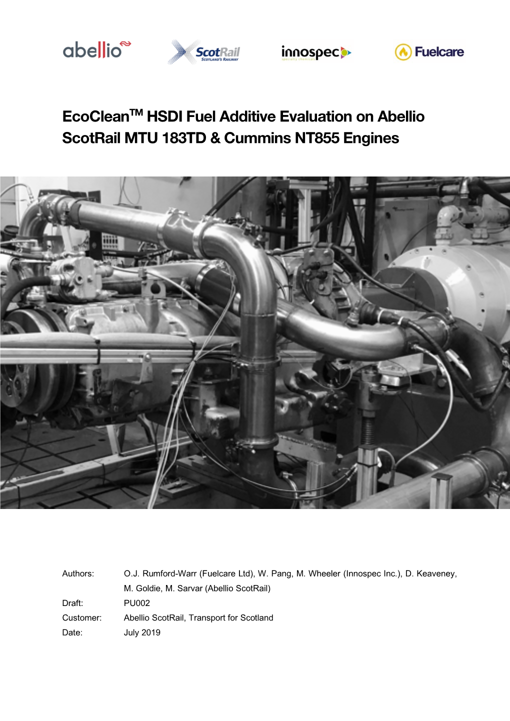 Ecocleantm HSDI Fuel Additive Evaluation on Abellio Scotrail MTU 183TD & Cummins NT855 Engines