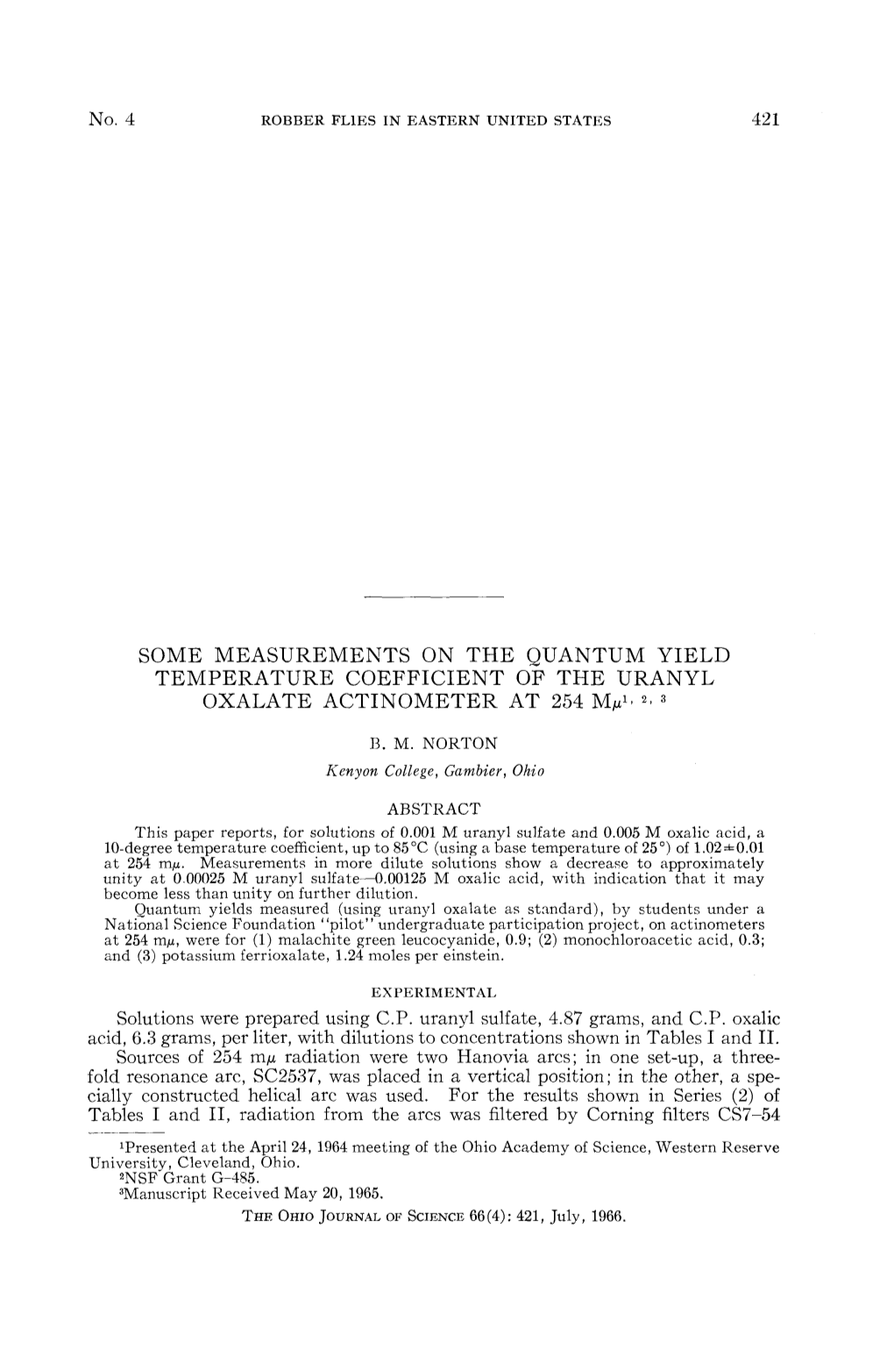 Some Measurement on the Quantum Yield Temperature Coefficient of The