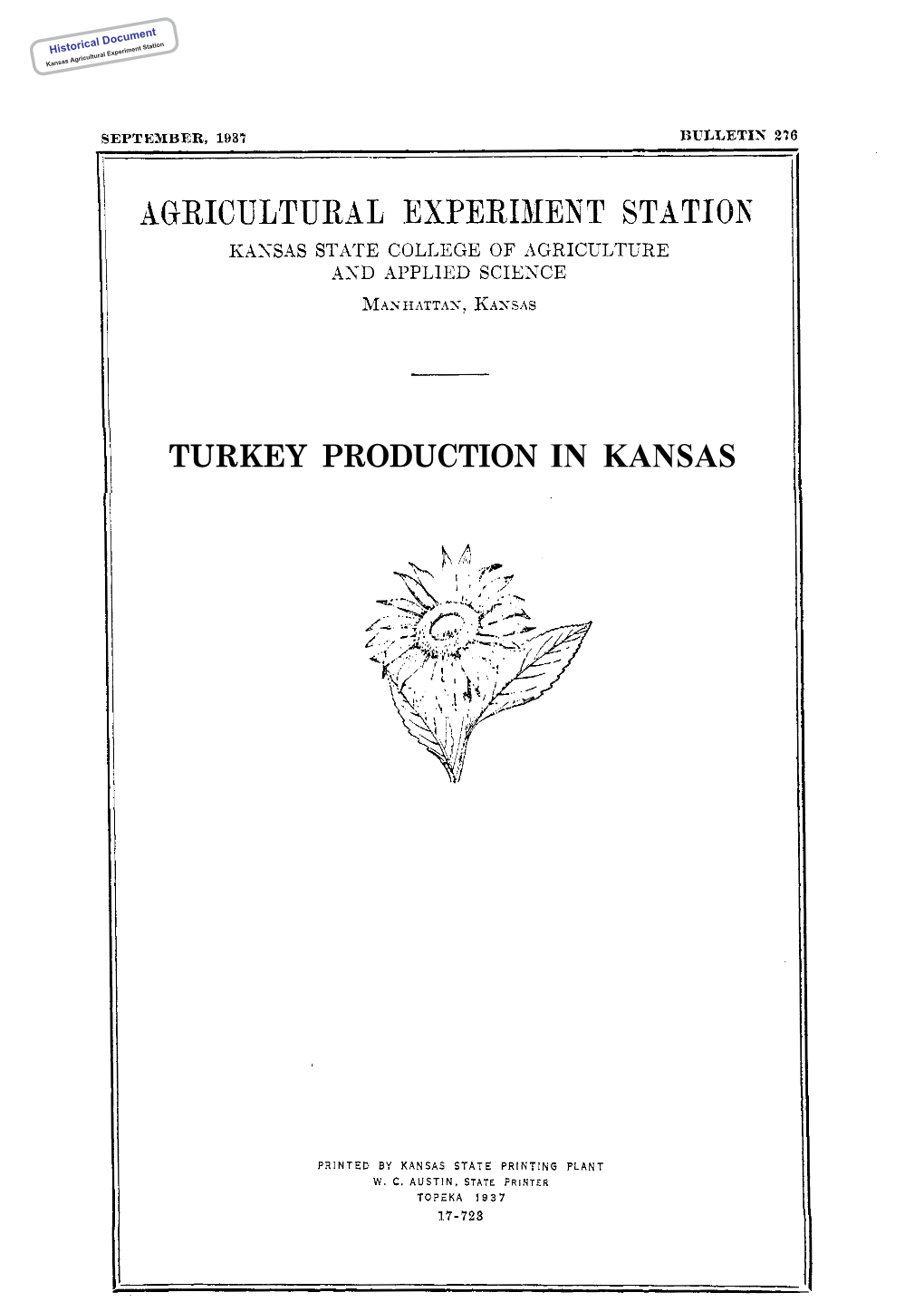 SB276 1937 Turkey Production in Kansas
