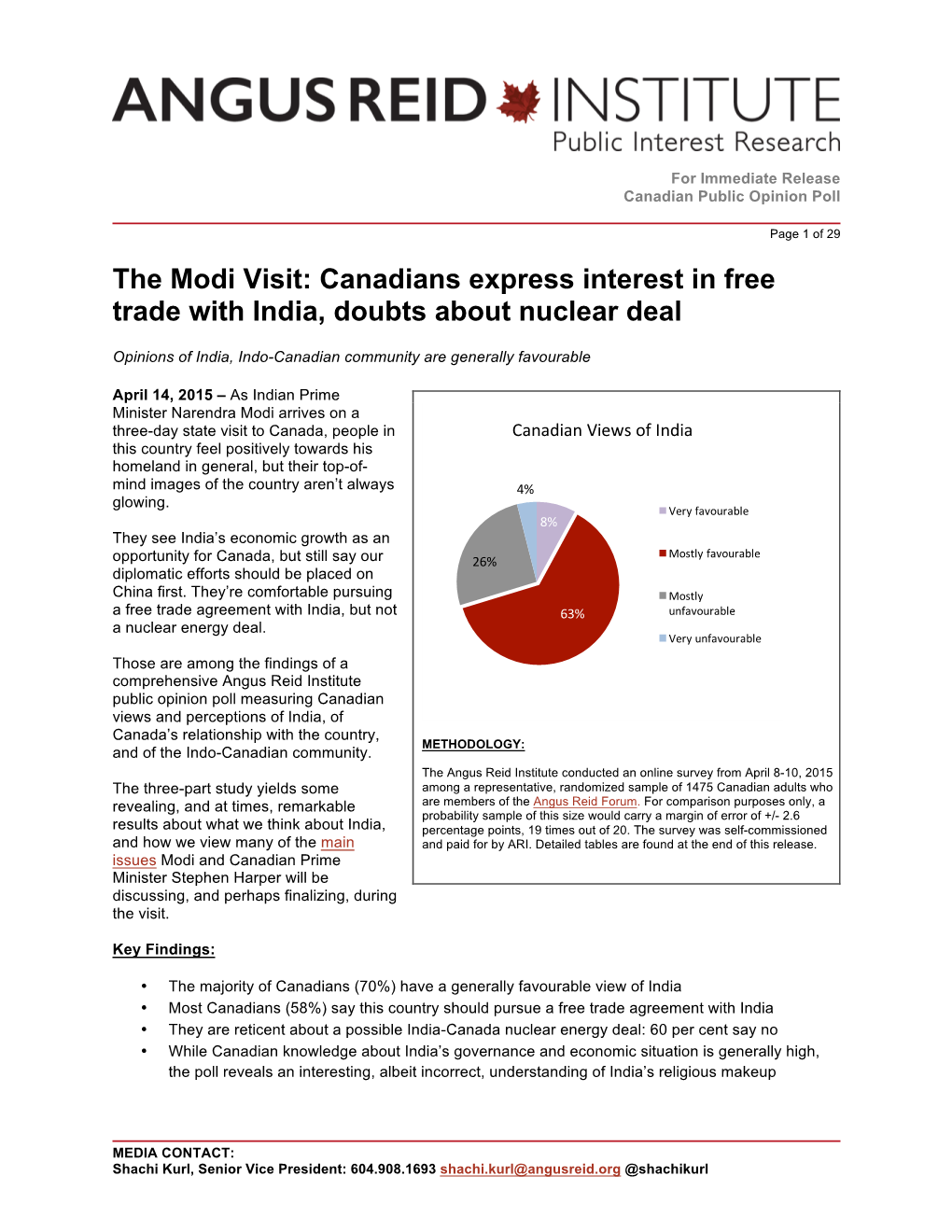 The Modi Visit: Canadians Express Interest in Free Trade with India, Doubts About Nuclear Deal