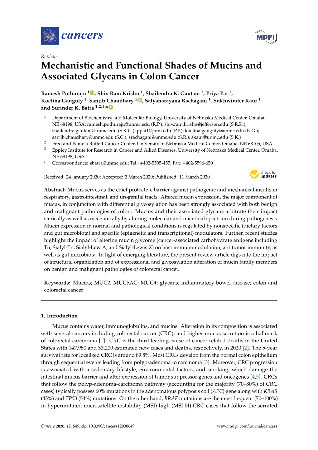 Mechanistic and Functional Shades of Mucins and Associated Glycans in Colon Cancer