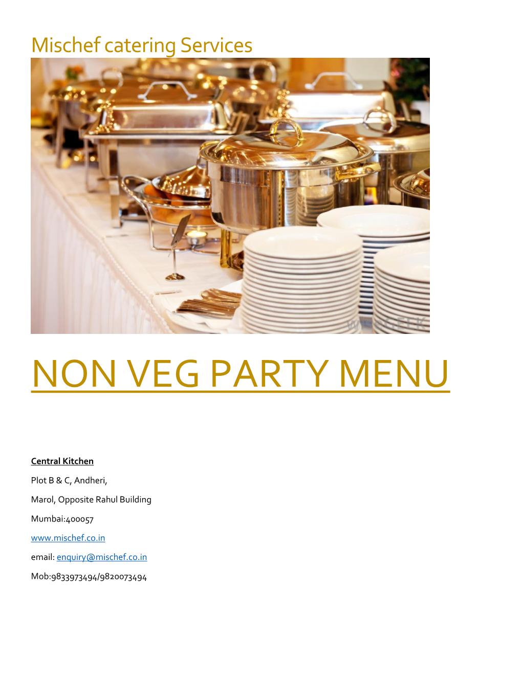 Non Veg Party Menu