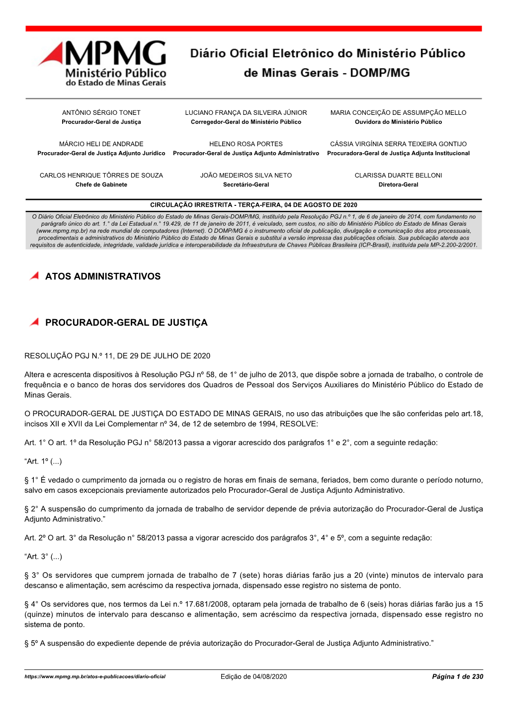 Atos Administrativos Procurador-Geral De Justiça